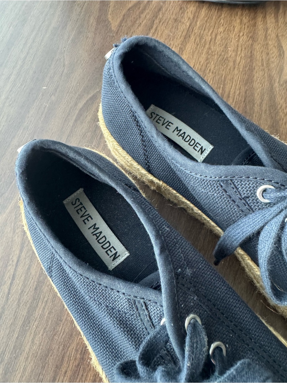 Steve Madden Hampton Navy Canvas Espadrille Platform Sneakers - Picture 4 of 7